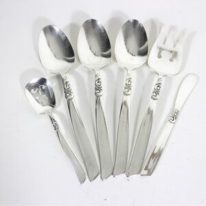 1955 6 Piece Hostess Set South Seas Community Silverplate Serving Spoons Pieces